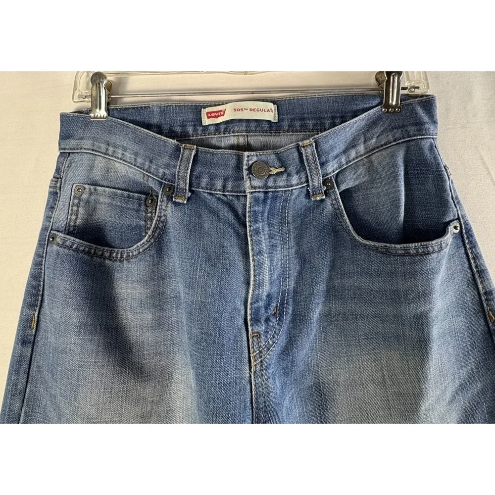 Levis Youth 505 regular blue‎ faded light straight leg denim jeans 18 reg 29/29